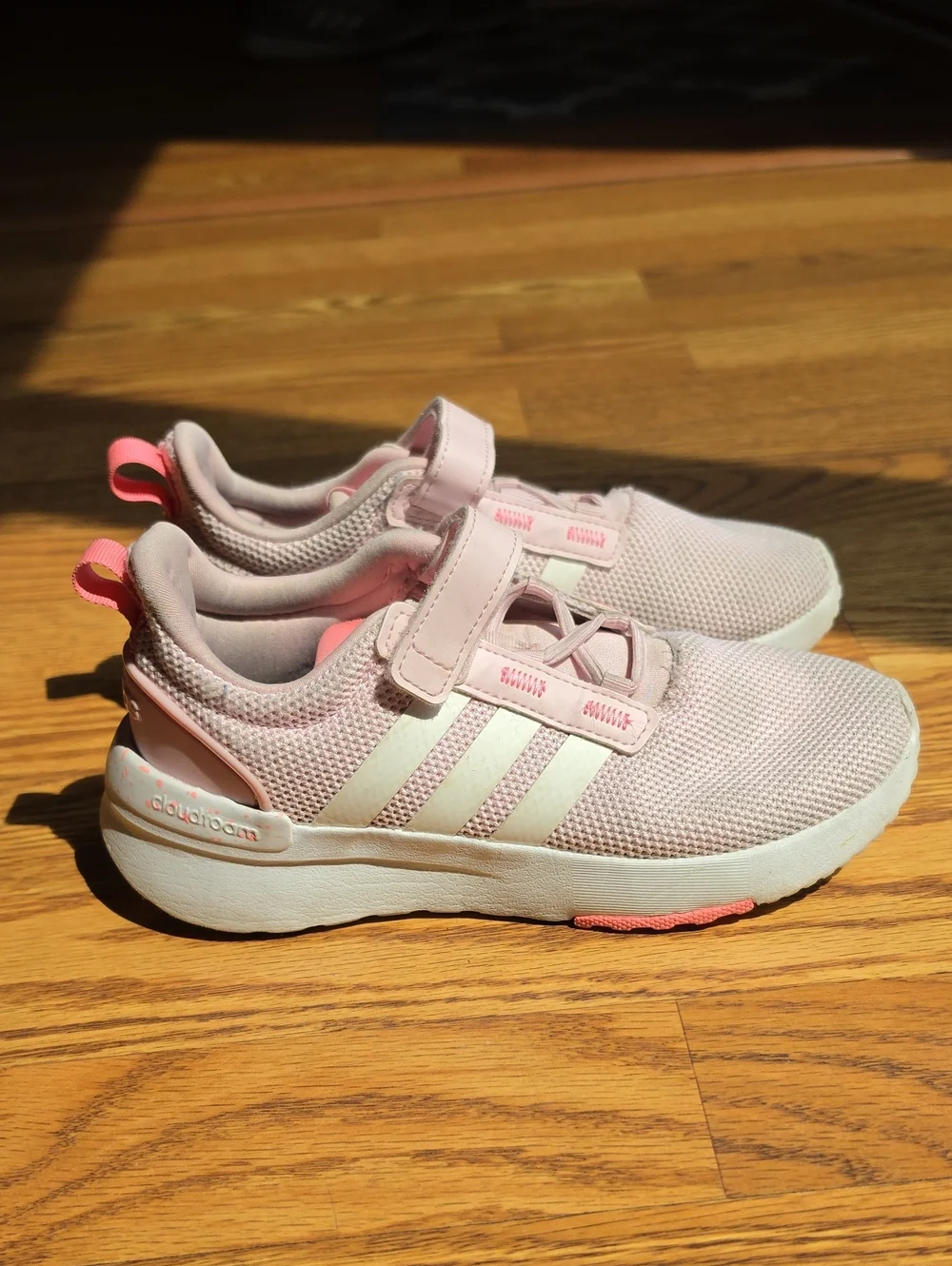 Adidas Kids Light Pink and White Slip-On Sneakers
